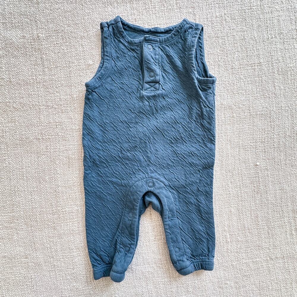 Tea Collection Blue Textured Romper EUC 0-3mo